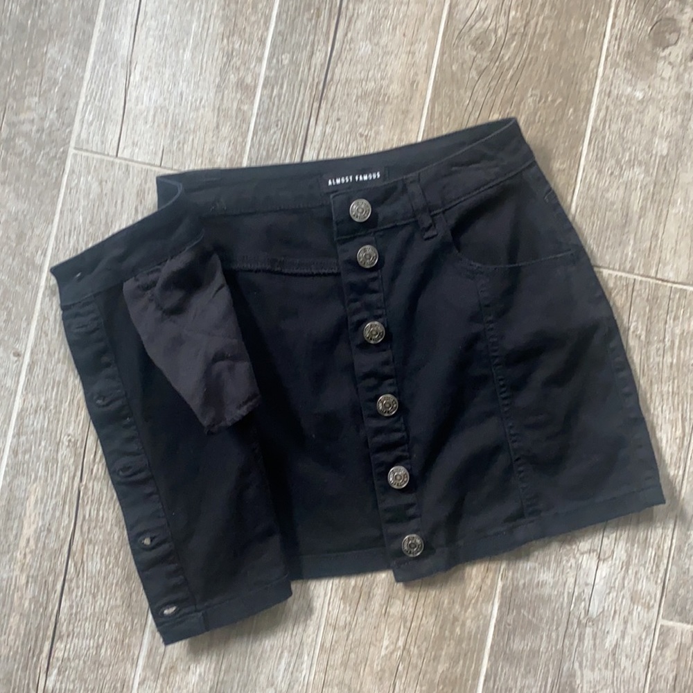 Almost Famous Black Denim Button Down Mini Skirt - Picture 5 of 8